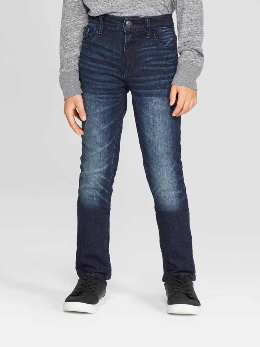 Cat & Jack Boys’ Skinny Fit Jeans – Size 12 – BLUE with adjustable waistband